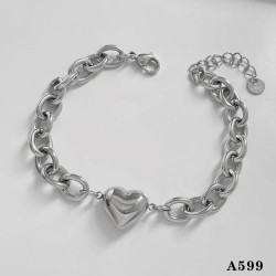 Pulsera colgante corazon plateada