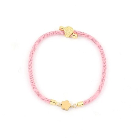 Pulsera de trebol rosa de cuerda