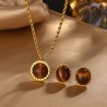 Set colgante y pendientes piedra marron