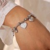 Pulsera plateada con charms corazon