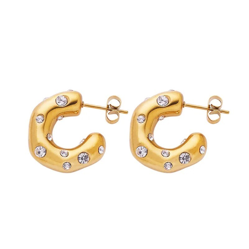 Aretes chapados en oro con circonia