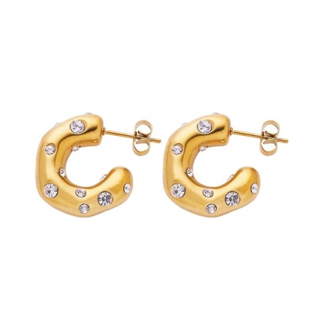 Aretes chapados en oro con circonia