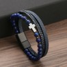 Pulsera cuero cruz con piedra lapislázuli