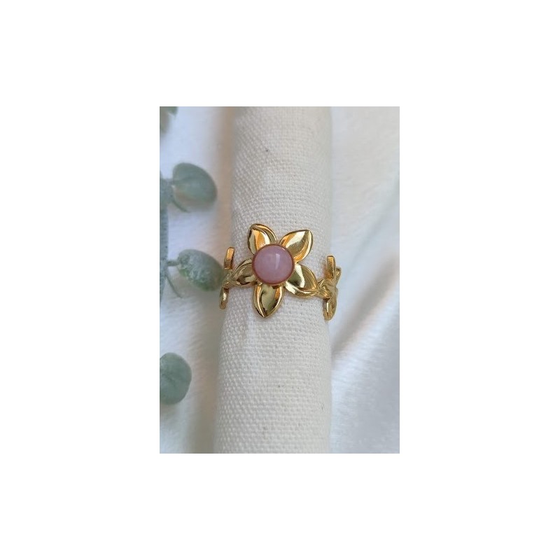 Anillo ajustable piedra rosa
