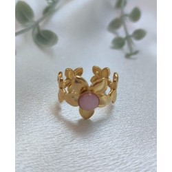 Anillo ajustable piedra rosa