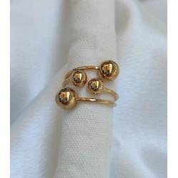 Anillo ajustable balines dorados