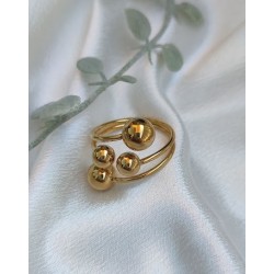 Anillo ajustable balines dorados