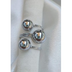 Anillo ajustable balines plateados