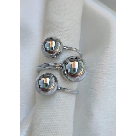 Anillo ajustable balines plateados