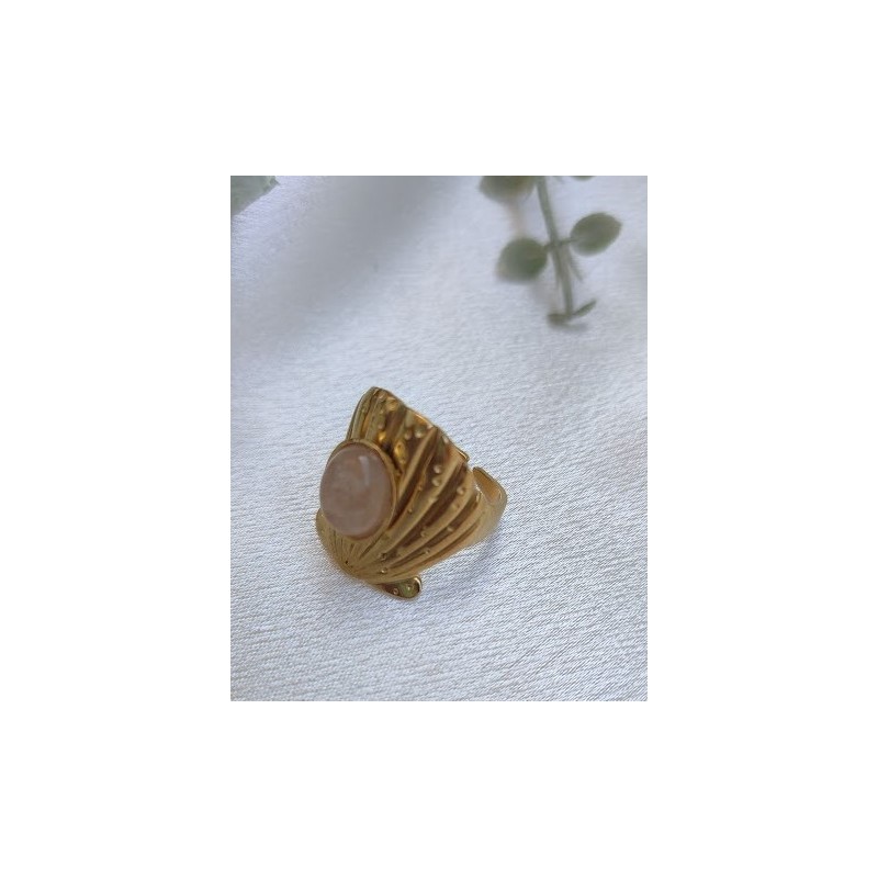 Anillo ajustable piedra natural rosa