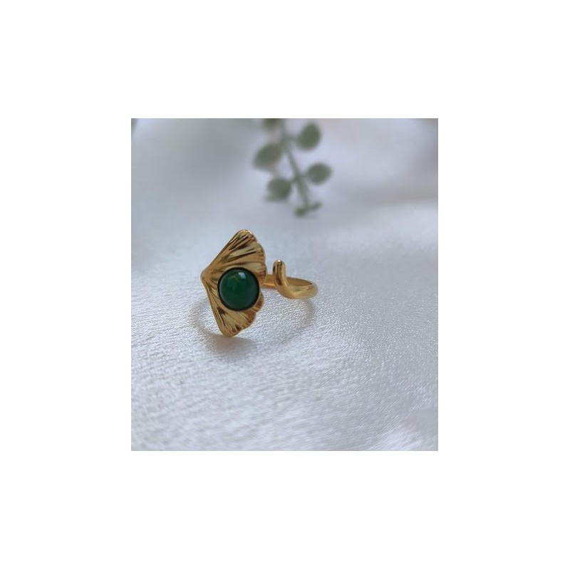 Anillo ajustable piedra natural verde