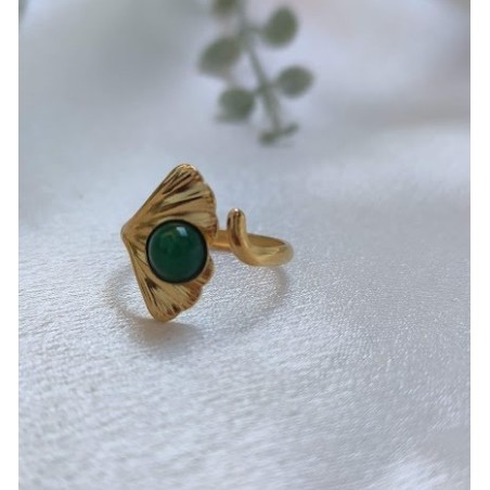 Anillo ajustable piedra natural verde