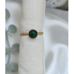 Anillo ajustable fino piedra natural verde