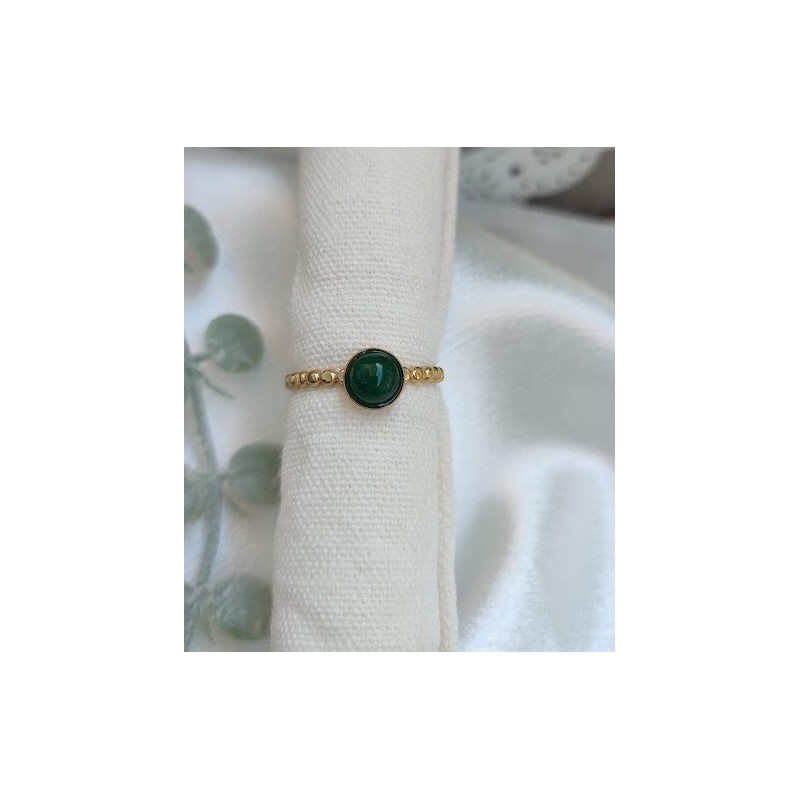 Anillo ajustable fino piedra natural verde
