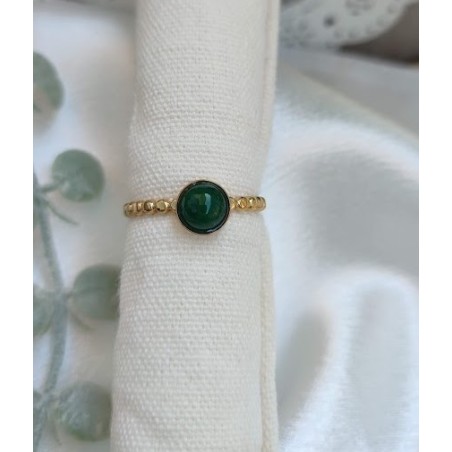 Anillo ajustable fino piedra natural verde