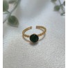 Anillo ajustable fino piedra natural verde