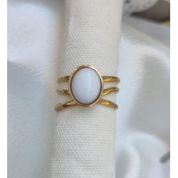 Anillo ajustable piedra blanca natural