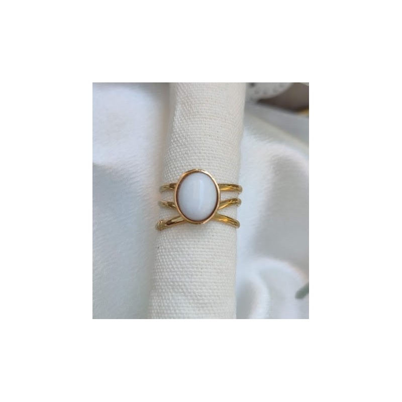 Anillo ajustable piedra blanca natural
