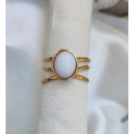 Anillo ajustable piedra blanca natural