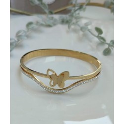 Brazalete dorado mariposa con circonitas