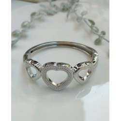 Brazalete plateado corazon circonia