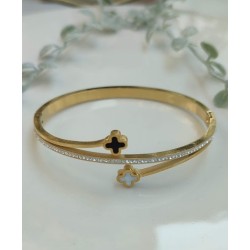 Brazalete dorado doble trebol