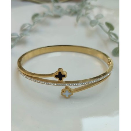 Brazalete dorado doble trebol