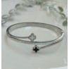 Brazalete plateado doble trebol