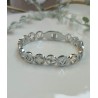 Brazalete plateado trebol con circonia