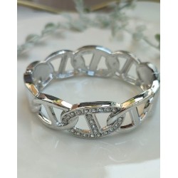 Brazalete plateado con circonia