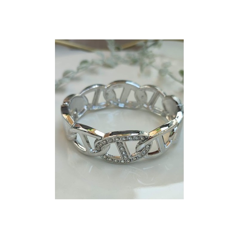 Brazalete plateado con circonia