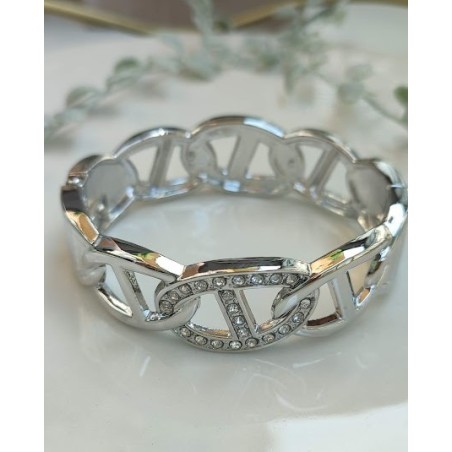 Brazalete plateado con circonia