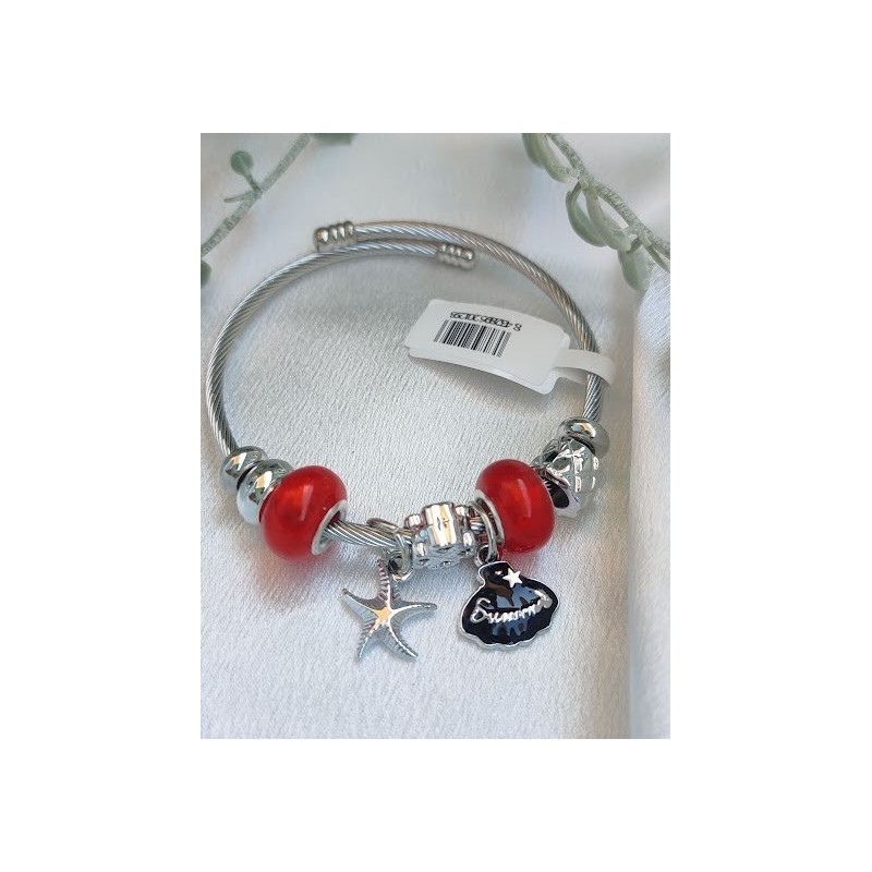 Brazalete charms marino rojo