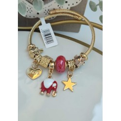 Brazalete dorado con precioso elefante