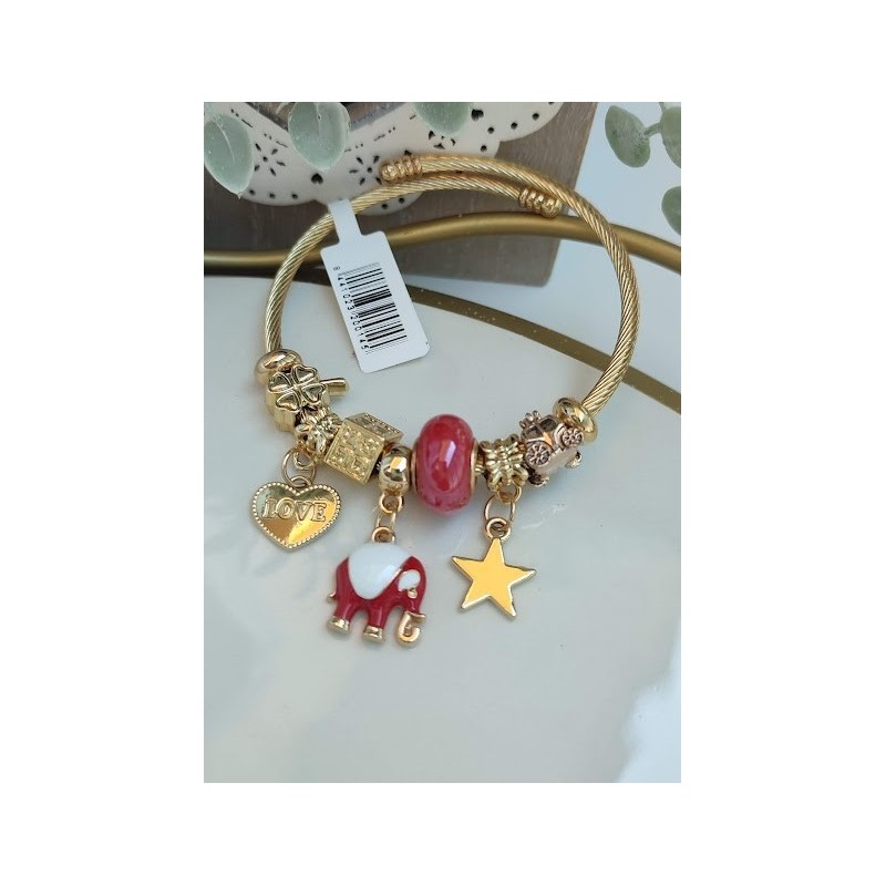 Brazalete dorado con precioso elefante