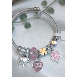 Brazalete charms tono rosa