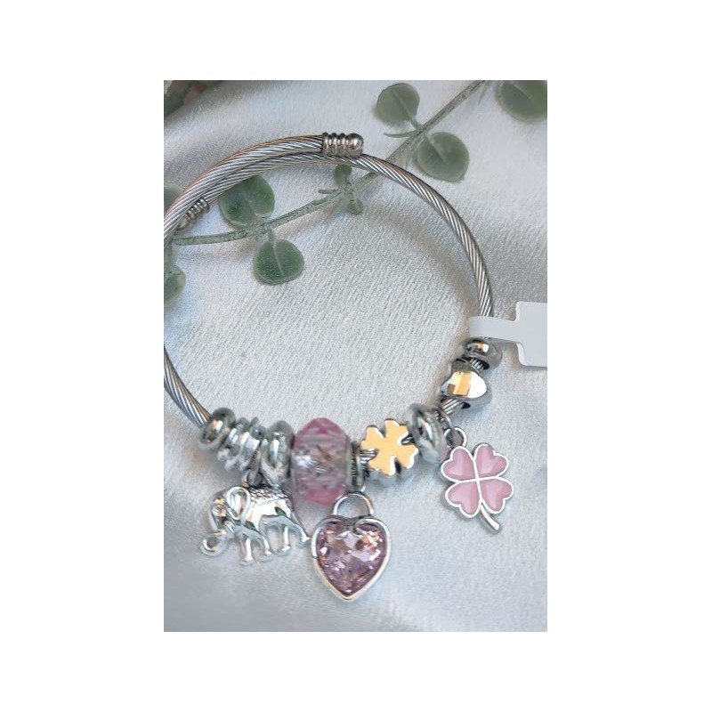 Brazalete charms tono rosa