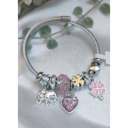Brazalete charms tono rosa