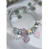 Brazalete charms tono rosa