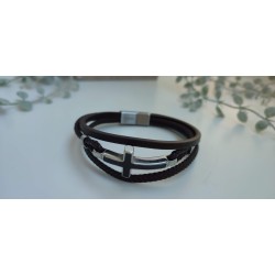 Pulsera de cuero marron de chico