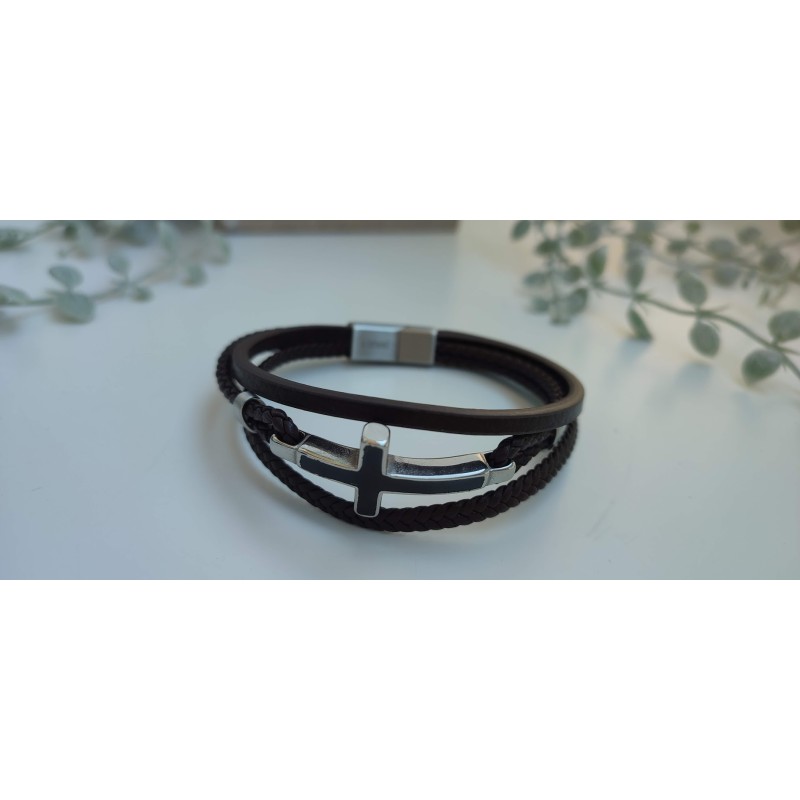 Pulsera de cuero marron de chico