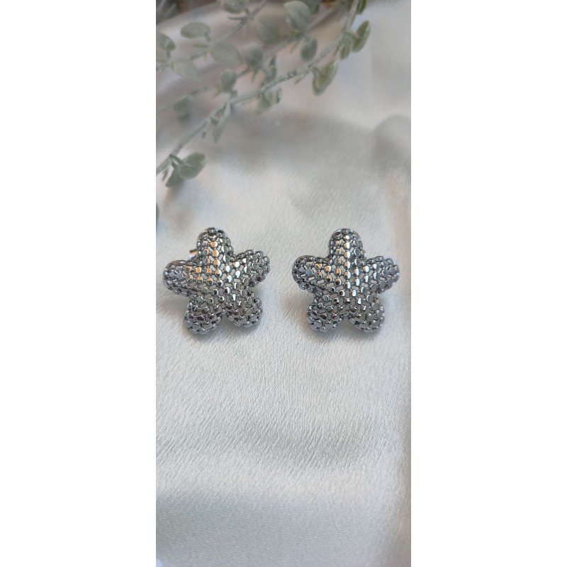 Pendientes trebol plateados