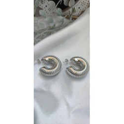 Pendientes plateados semicirculo