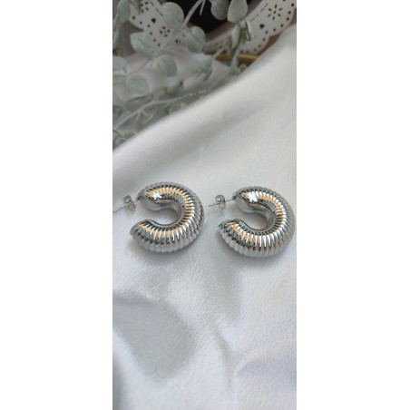 Pendientes plateados semicirculo