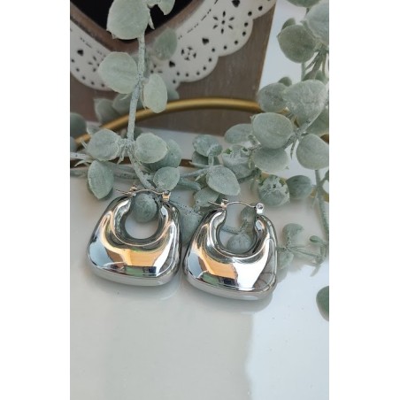 Pendientes semicuadrados plateados