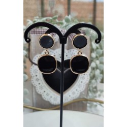 Pendientes piedra natural negro