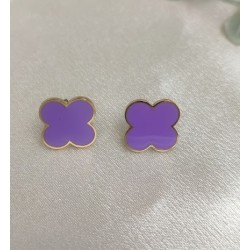 Pendientes trebol morado