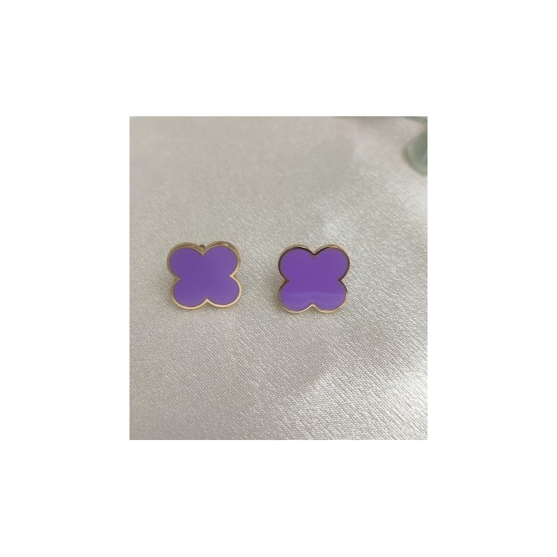 Pendientes trebol morado