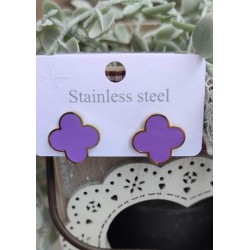 Pendientes trebol morado
