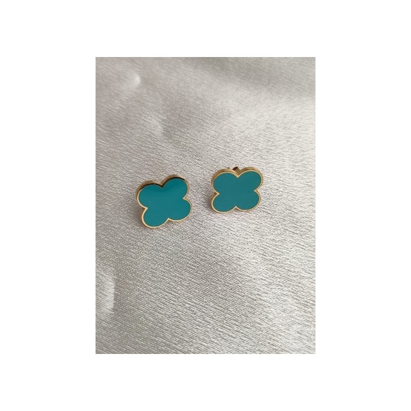 Pendientes trebol turquesa